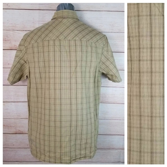 Timberland L Khaki Brown Plaid Short Sleeve Shirt - Picture 6 of 8
